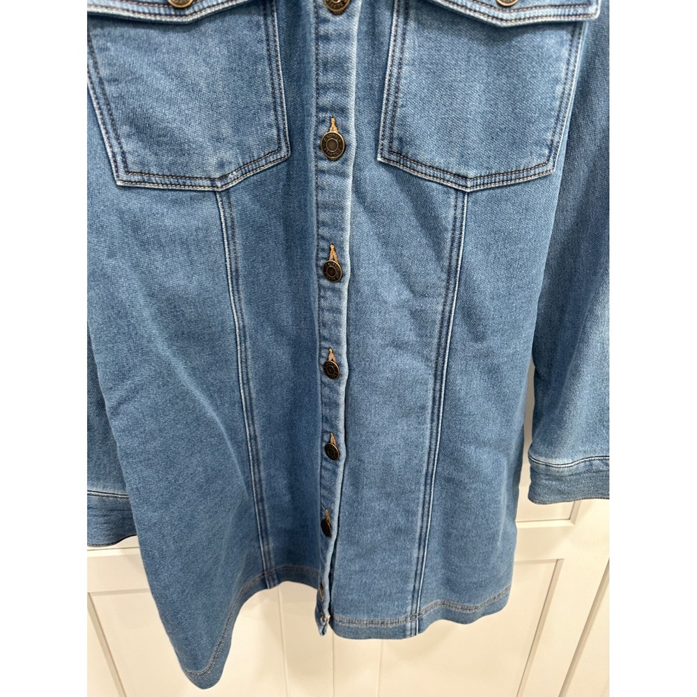 Z Supply Candice Knit Denim Dress Vintage Indigo Blue Button Front ZD243984S M - Picture 2 of 7